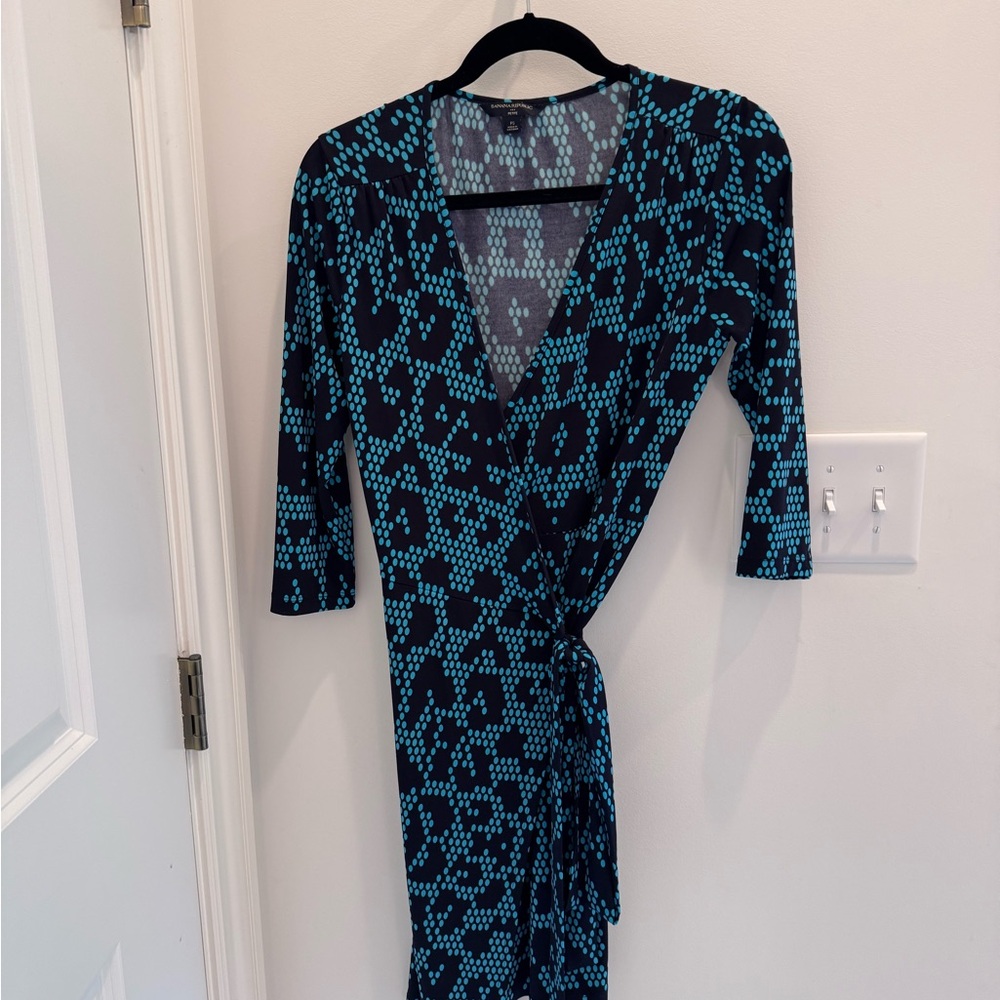 Banana Republic Black and Blue Polka Dot Dress